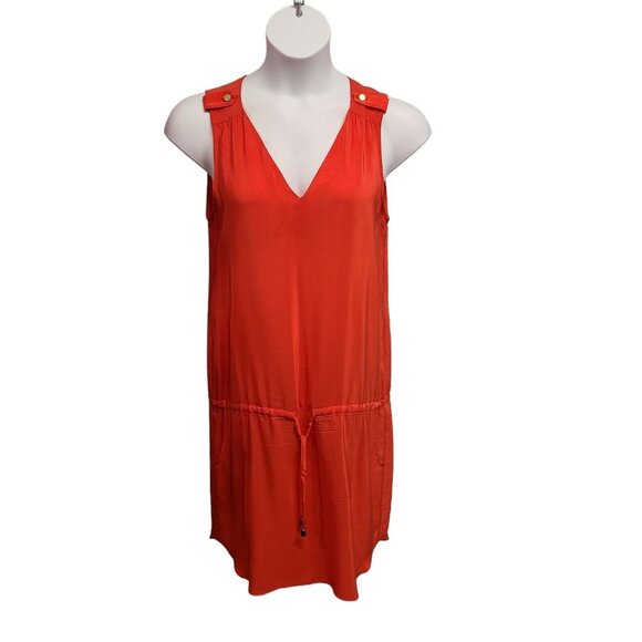 Amanda Uprichard Dress Womens Medium Orange Silk Sleeveless Drop Waist C… - Picture 1 of 7